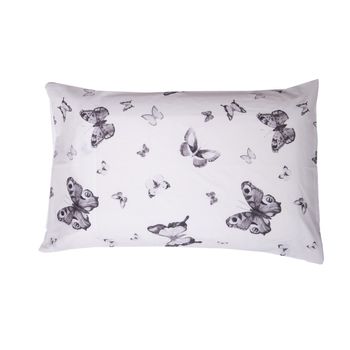 Fundas De Almohada 50 X 80 Cm (2 Uds) 100% Algodón Mariposas Negro/blanco