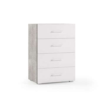 Mueble Multiusos Con 4 Cajones Blanco Con Laterales De Hormigón