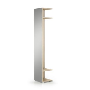 Columna De Madera De Olmo H 195cm Con Espejo Y Perchas