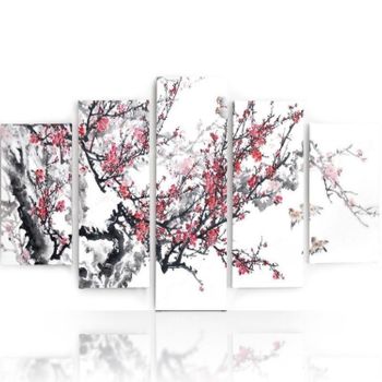 Legendarte - Cuadro Lienzo, Impresión Digital - Primavera En Rosa - Decoración Pared Cm. 150x100 (5 Paneles)