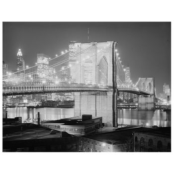 Legendarte - Cuadro Lienzo, Impresión Digital - Luces En El Puente De Brooklyn - Decoración Pared Cm. 60x75