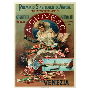 Legendarte - Cartel Publicitario Vintage A. Giove & Co. - Cuadro Lienzo, Impresión Digital Cm. 50x70
