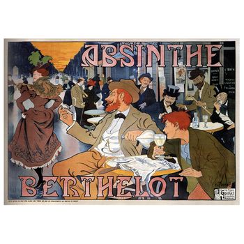 Legendarte - Cartel Publicitario Vintage Absinthe Berthelot - Cuadro Lienzo, Impresión Digital Cm. 50x70