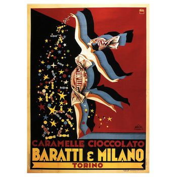 Legendarte - Cartel Publicitario Vintage Baratti & Milano - Cuadro Lienzo, Impresión Digital Cm. 50x70