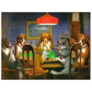 Legendarte - Cuadro Lienzo, Impresión Digital - Perros Jugando Al Póquer - Un Amigo Necesitado - Cassius Marcellus Coolidge - Decoración Pared Cm. 60x80