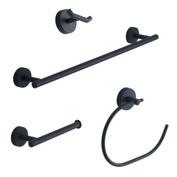 Juego De 4 Accesorios De Pared De Baño Violetta Negro Mate