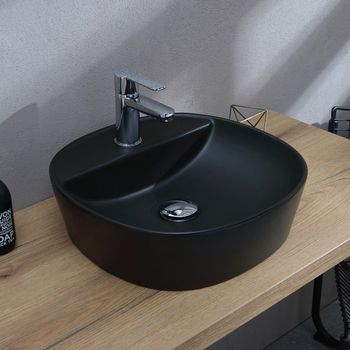 Mueble Lavabo Redondo De Cerámica Negra Mate By Kiamami Valentina