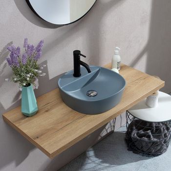 Lavabo Redondo De Cerámica Azul Gris Kiamami Valentina