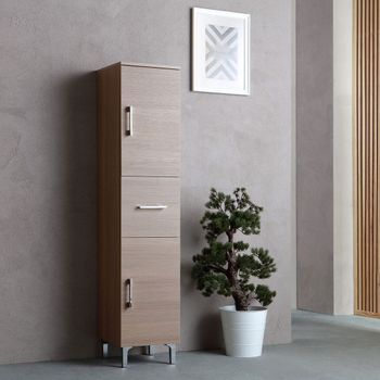 Columna De Baño 150cm 2 Puertas Y 1 Cajón Roble Natural Con Pies Rimini