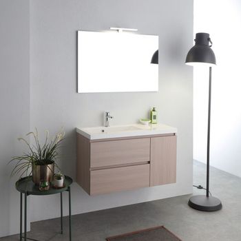 Mobiliario De Baño De 90 Cm Con Lavabo De Resina De Mármol Y Una Profundidad De 39 Cm Malaga