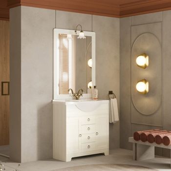 Composición De Baño De Suelo 85cm Blanco Decapado Toscana