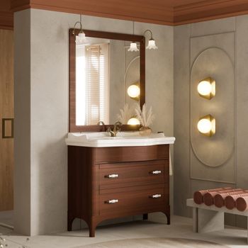 Mueble De Baño De Suelo 115cm Estilo Rústico 2 Cajones Toscana