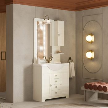 Composición De Baño De Suelo De 85cm En Blanco Decapado Toscana