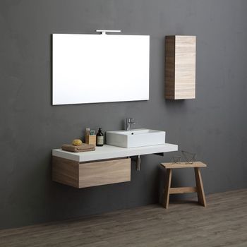 Mueble De Baño 120cm Con Encimera Blanca Y Lavabo Rectangular | Valentina