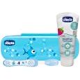 Set Dental Cepillo De Dientes + Pasta Fresa Con Flúor 12m+ Azul