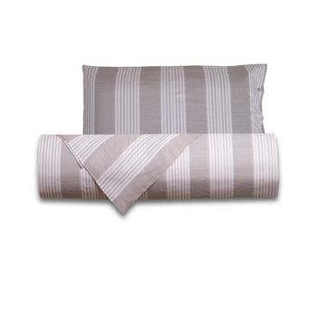 Juego Nórdico 2 Piezas 100% Algodón Cama De 90cm  Rallas Beige