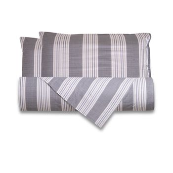 Juego Nórdico 3 Piezas 100% Algodón Cama De 150_160cm  Rallas Gris