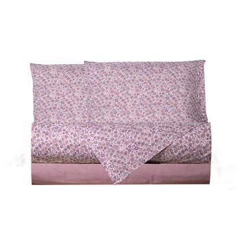 Juego De Sábanas 4 Piezas 100% Algodón Cama Doble Flores Rosa