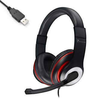 Techmade Tm-sw799-usb Auricular Y Casco Auriculares Alámbrico Diadema Juego Usb Tipo A Negro, Rojo