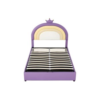 Cama Infantil Con Arcón 90x200cm Polipiel Cabecero Regulable En Altura - Con Somier - Violeta (arcón Con Almacenaje)