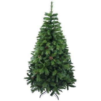 Solagua Árbol De Navidad Artificial Extra Relleno Verde 210cm 960 Ramas, Árbol Con Hojas Combinadas, Piñónes Y Soporte Metálico, Diámetro 110cm