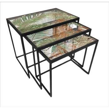 Akunadecor - Set 3 Mesitas Metal Negro Amazonas