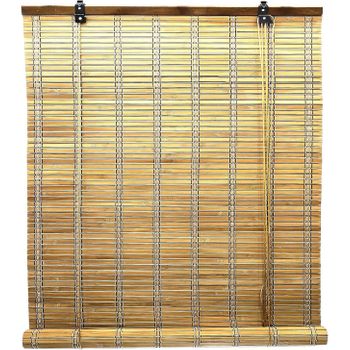 Solagua Estor Bambú Enrollable Para Ventana Y Puerta, 14 Medidas Estores 100% Bamboo, Cortina Persiana Incluye Accesorios (90x225cm,roble)