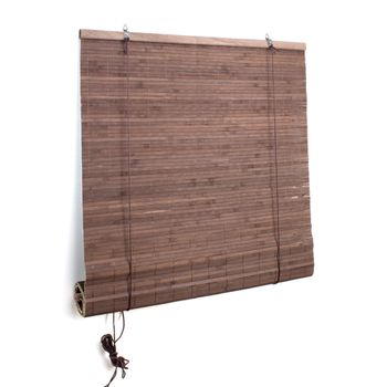 Persiana Enrollable De Bambú Natural (marrón Oscuro) - Ancho 80 X Largo 160 Cm