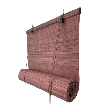 Persiana Enrollable De Bambú Natural (marrón Oscuro) - Ancho 100 X Largo 180 Cm