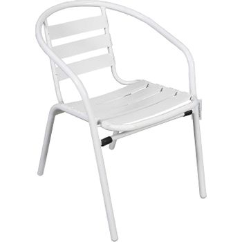 Juego de 2 sillas de comedor Kangasniemi con reposabrazos plástico y metal  80 x 56 x 62 cm - Blanco [en.casa]