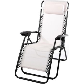 Silla Tumbona Con Reposabrazos - Blanco Roto