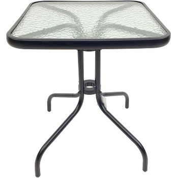 Mesa De Metal Cuadrada Con Base De Cristal - Negro