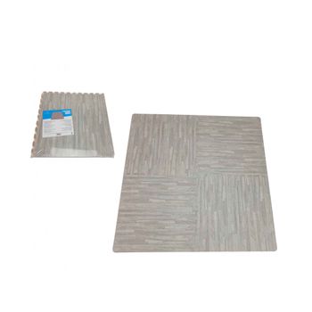 Alfombra Puzzle Parqué Madera Gris 4 Piezas (60x60 Cm)