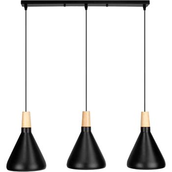 Lámpara De Techo En Aluminio Y Madera - Negro