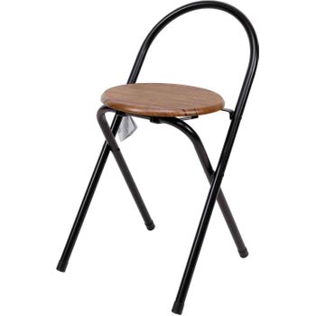 Taburete De Metal (67 Cm) Con Base De Madera - Negro