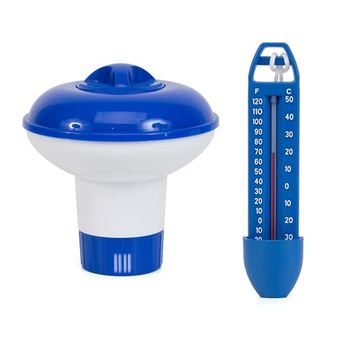 Kit Para Limpieza Y Mantenimiento De Piscina - Dispensador De Cloro Ø13/termómetro Azul