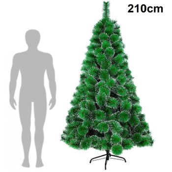 Árbol De Navidad 210cm 2.1m Pino Artificial Decoración Navideña Con Soporte Metálico Ramas Verde Nieve