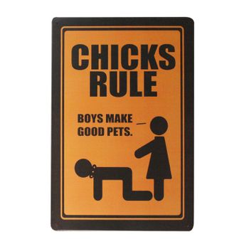 Cuadro De Metal Impreso Vintage Chics Rule 20x30