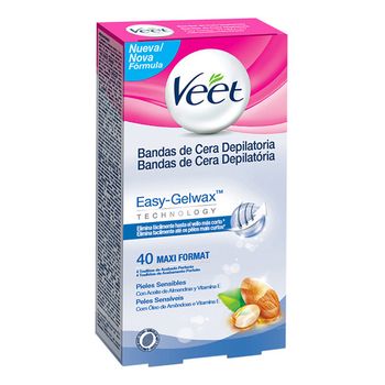 Bandas De Cera Depilatoria Piel Sensible Veet Easy Gelwax (pack De 40)