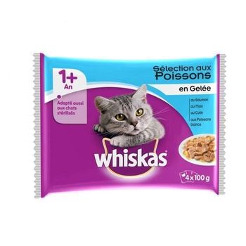 Whiskas Bolsitas De Gelatina Fresca - Con Pescado - Para Gatos Adultos Esterilizados - 4 X