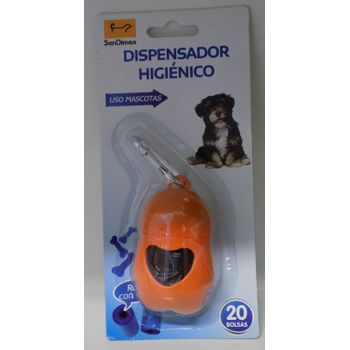 Dispensador Bolsas Higiénicas Sandimas Con Mosquetón De Enganche - Naranja