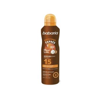 Babaria - Bruma Aceite Seco Con Spf 15, Spray Acelerador Del Bronceado, Protección Media Contra Uva, Uvb E Infrarrojos, Aplicación Invisible Y Absorción Inmediata, 100% Vegano - 200 Ml