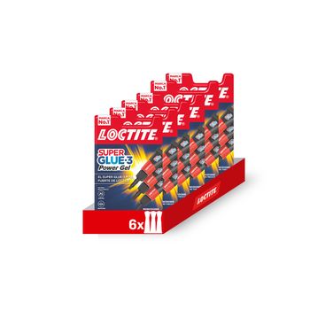 Pack De 6 Unidades Loctite Pegamento Adhesivo Super Glue 3 Power Gel - Pegamento De Cianocrilato Superglue En Gel Resistente A Golpes Y Agua