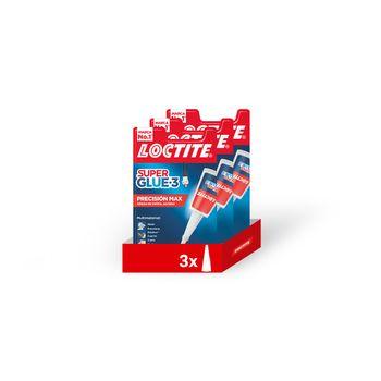 Pack 3 Unidades Loctite Superglue 3 Precision Max Pegamento Adhesivo De Cianocrilato Instantáneo Con Boquilla Extra Larga Para Areas De Difícil Acceso