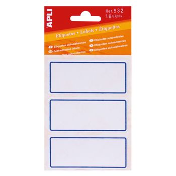 Etiquetas Adhesivas Escolares Basicas - Tamaño 78x34mm - 6 Hojas (18 Etiquetas) - Adhesivo Permanente De Alta Calidad - Apli