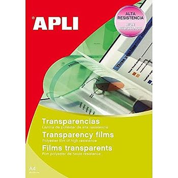 Apli 1269 - Lã¡minas Para Transparencias (20 Unidades, Para Impresiã³n De Inyecciã³n De Tinta)