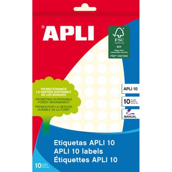 Etiquetas 10 Blancas Ø 10.0mm 10 Hojas Apli