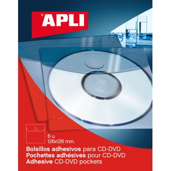 Bolsillos Adhesivos Para Cd/dvd Con Solapa De Cierre - Tamaño 126 X 126mm - Ideal Para Presentaciones Impresas Y Archivadores - Apli