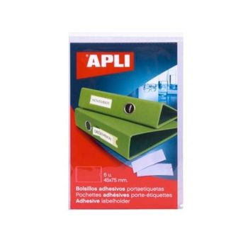 Apli Bolsillos Adhesivos Portaetiquetas 45x75 Mm Transparente Bolsa Con 6u