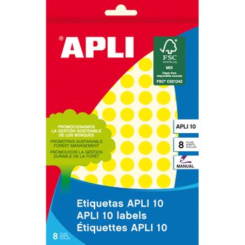 Etiquetas 10 Amarillas Ø 10mm 8 Hojas Apli